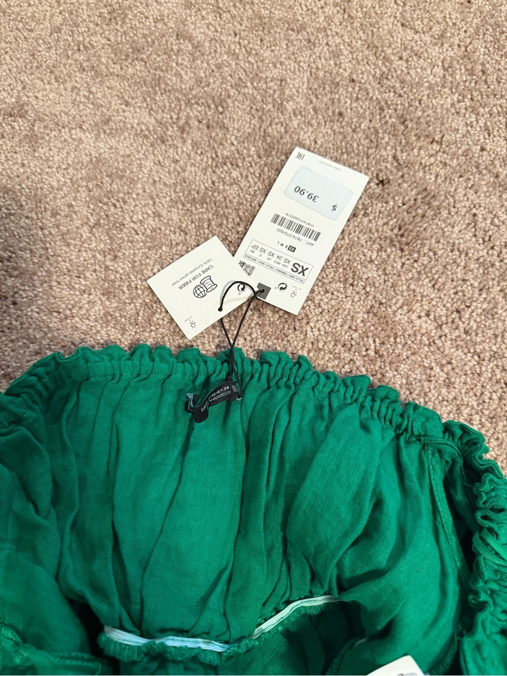 Zara Emerald Off-Shoulder Ruffle Top - Picture 3 of 3